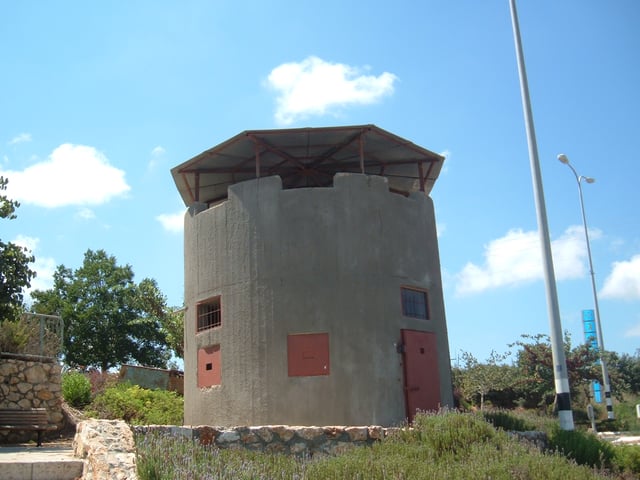 Pillbox built along the route of Tegart's wall, still standing today near Goren industrial zone, northern Israel