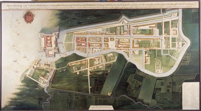Reproduction of a map of the city of Batavia c. 1627, collection Tropenmuseum
