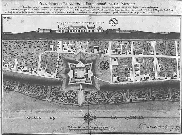 Mobile and the pentagonal Fort Condé in 1725
