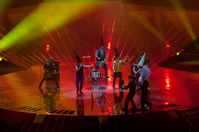 Zdob și Zdub performing at the 2011 Eurovision Song Contest.
