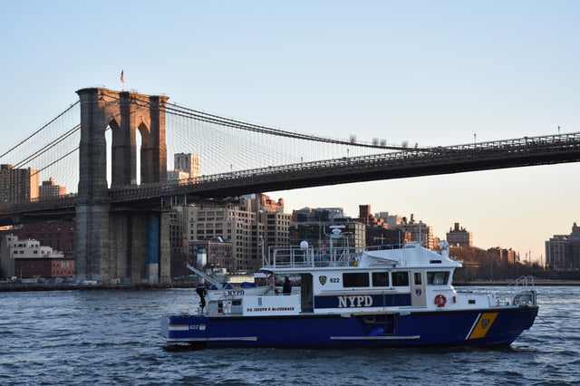 Police boat patrolling the East River