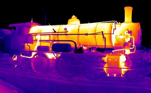 Thermal image of an operating steam locomotive