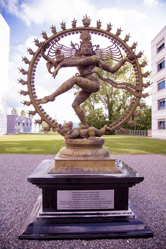 The statue of Shiva engaging in the Nataraja dance at the campus of European Organization for Nuclear Research (CERN) in Geneva, Switzerland.