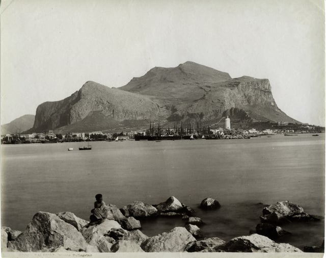 Monte Pellegrino pictured at the end of the 19th century; the mountain is visible from everywhere in the city