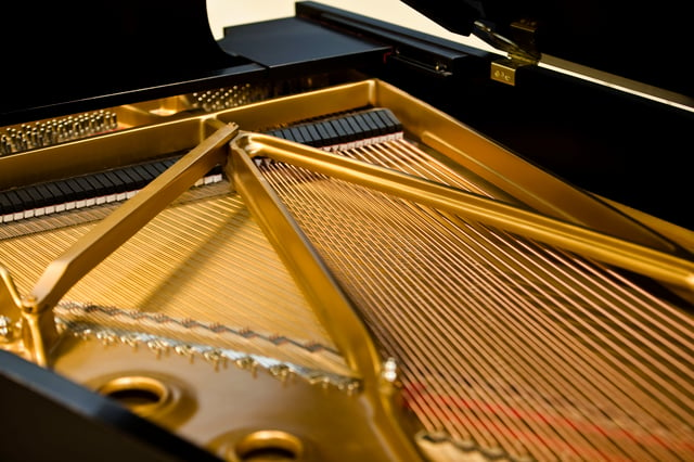 Strings of a grand piano