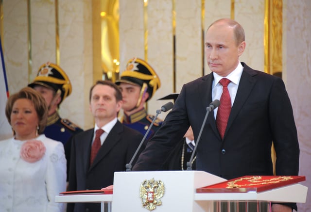 Vladimir Putin takes the Presidential Oath in 2012.