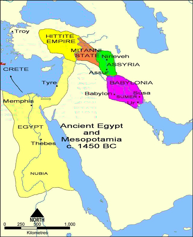 Map of Mesopotamia c. 1450 BC
