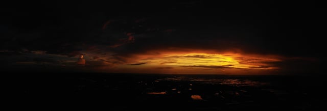 An aerial shot of the sunset looking Westward in Broward County, FL. The Everglades is shown in the background and beyond that is Collier County.