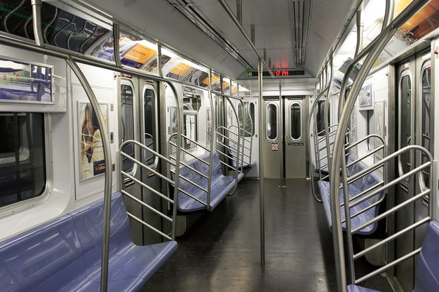 Interior of an R142A car on the 4 train