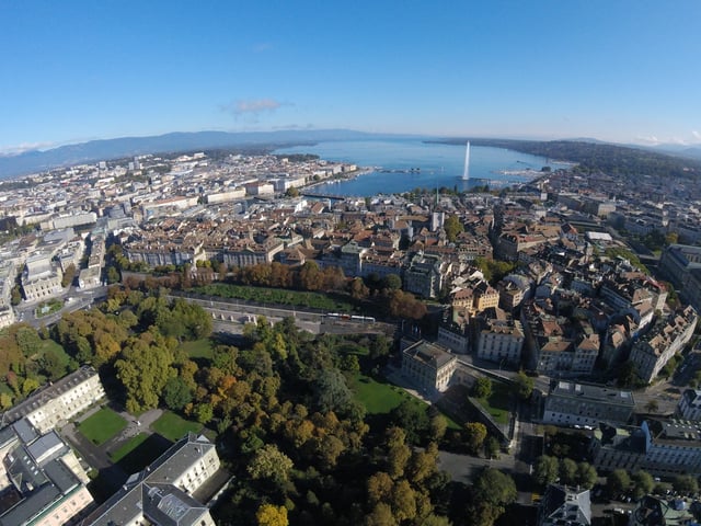 Geneva, with Lake Geneva in the background