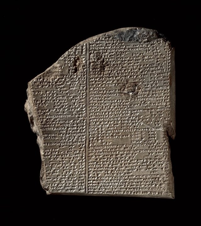 The Deluge tablet of the Gilgamesh epic in Akkadian.