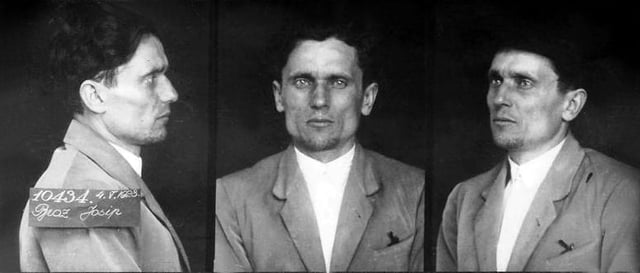 Tito's mug shot after arrest for communist activities in 1928