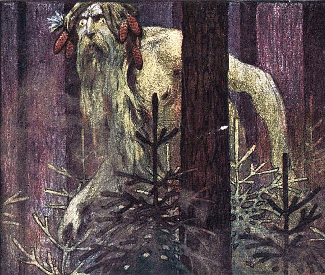 According to M. L. West, satyrs bear similarities to figures in other Indo-European mythologies, such as the Slavic lešiy (pictured) and some form of similar entity probably originated in Proto-Indo-European mythology.