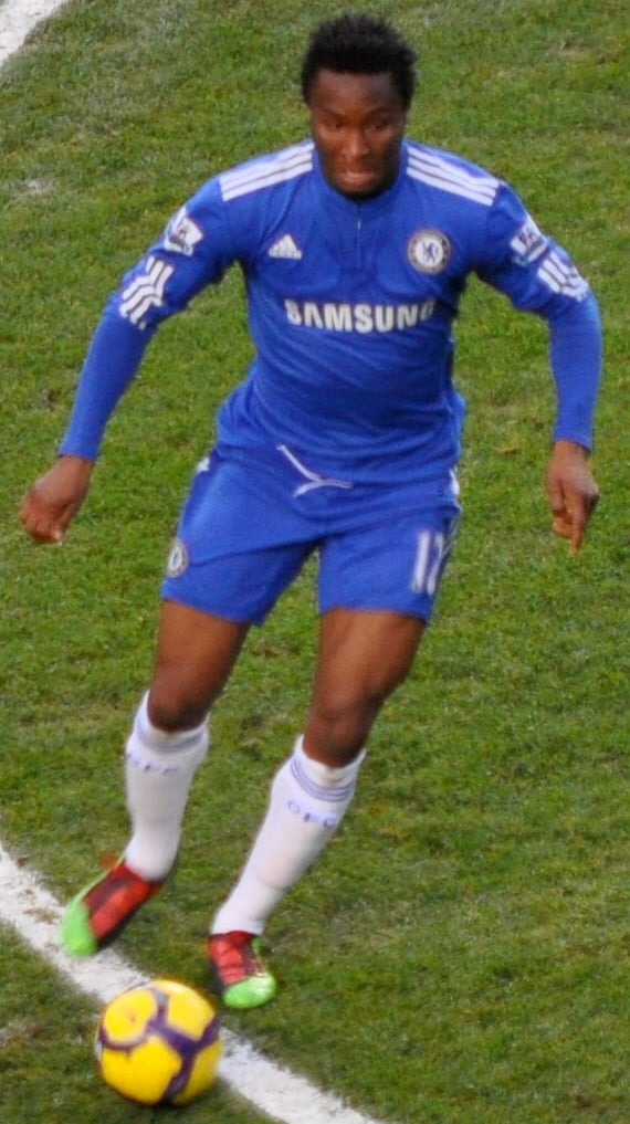 Mikel playing for Chelsea against Fulham on 28 December 2009.