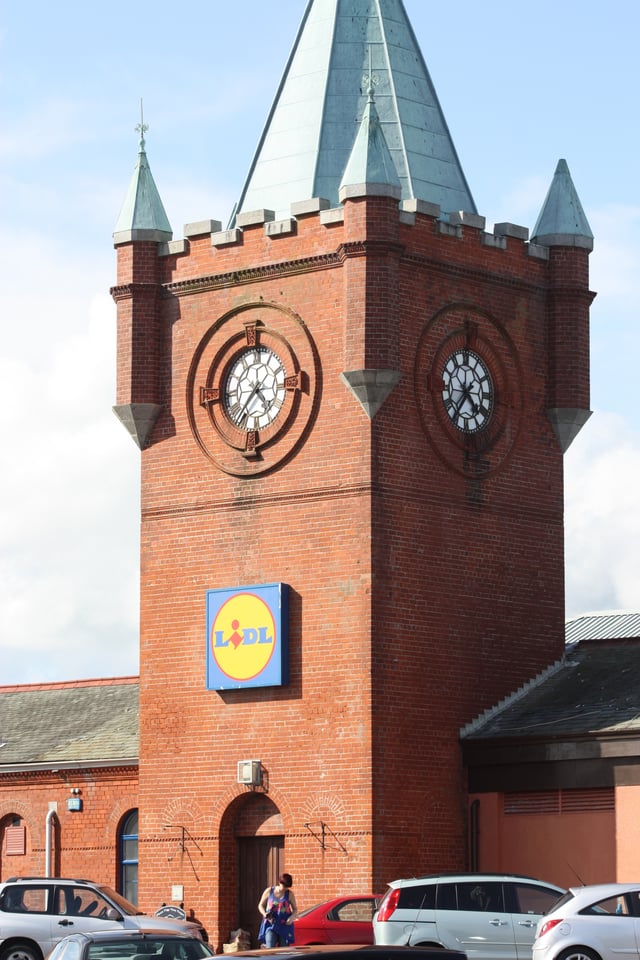 A Lidl store in a former railway station. Newcastle, Northern Ireland