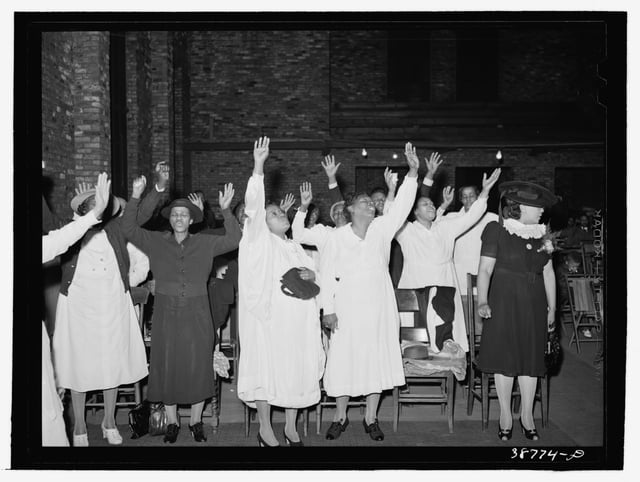 Women in a Pentecostal worship service