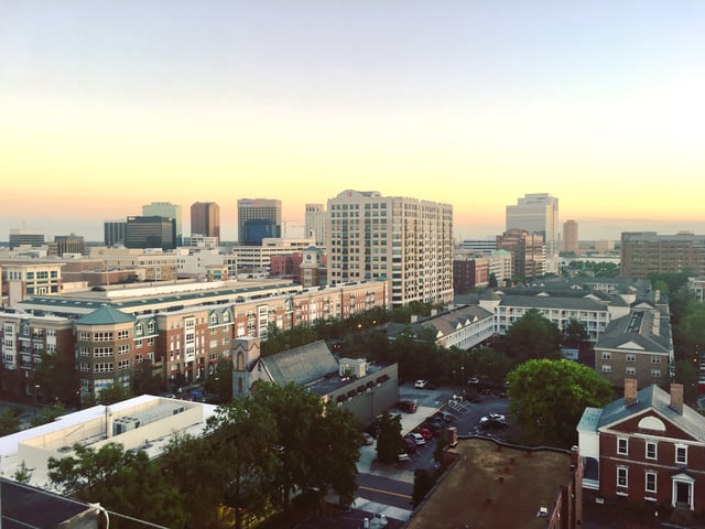Skyline of Downtown Norfolk Looking Towards Elizabeth River.