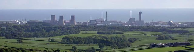 View west of Sellafield, with the Irish Sea in the background