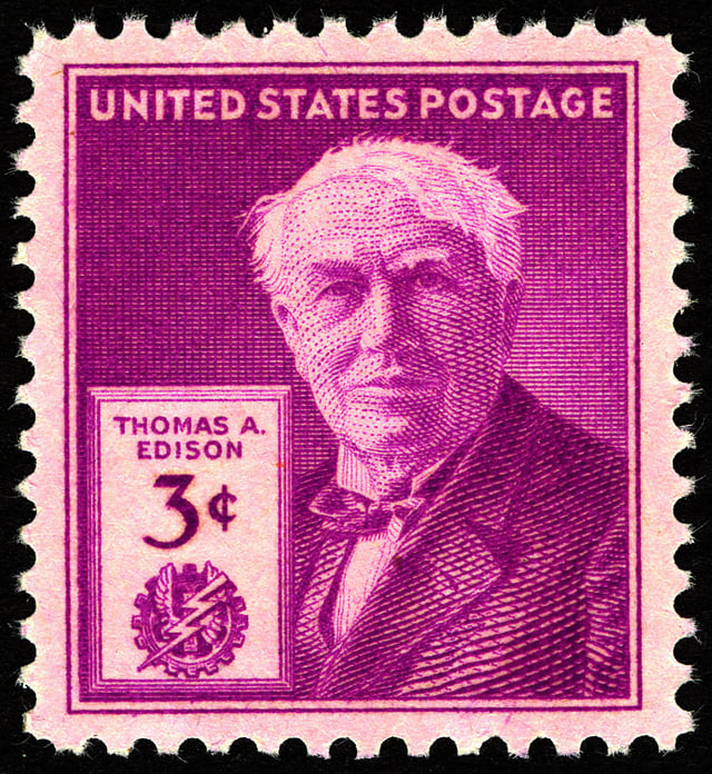 Thomas Edison commemorative stamp, issued on the 100th anniversary of his birth in 1947