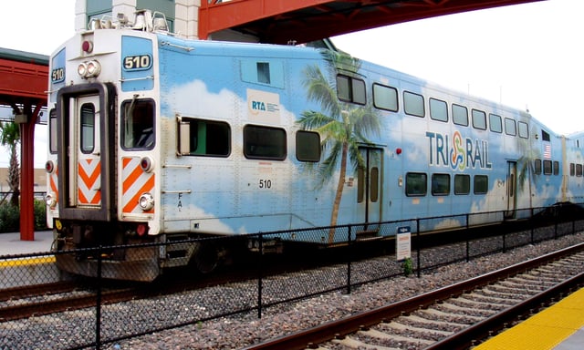 Tri-Rail is Miami's commuter rail that runs north-south from Miami's suburbs in West Palm Beach to Miami International Airport.