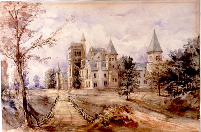 A painting by Sir Edmund Walker depicts University College as it appeared in 1858.