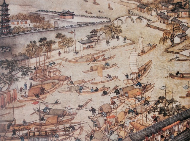 Commerce on the water, Prosperous Suzhou by Xu Yang, 1759
