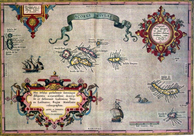 1584 map of the Azores.