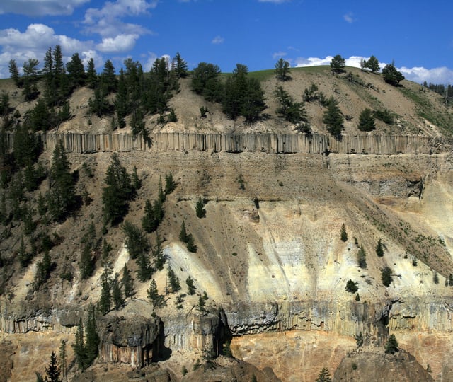 Columnar basalt flows in Yellowstone National Park, USA