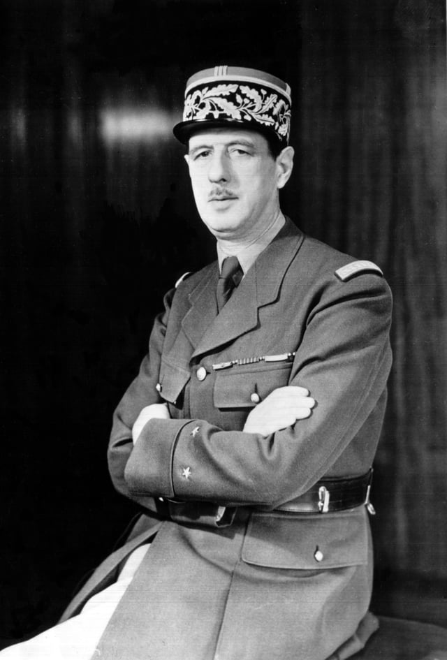 De Gaulle during World War II, wearing the two stars of a général de brigade on his sleeve