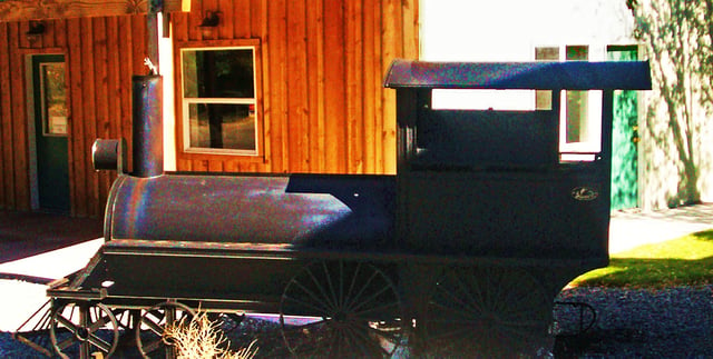 Sculpture representing a steam locomotive, in Ely, Nevada. Early locomotives played an important part in Nevada's mining industry