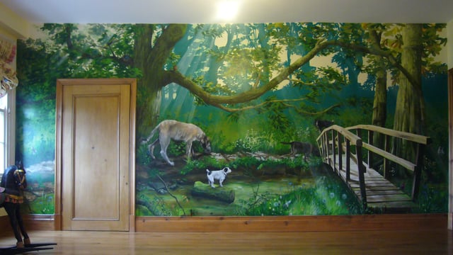 Forest mural by One Red Shoe in private home, England 2007