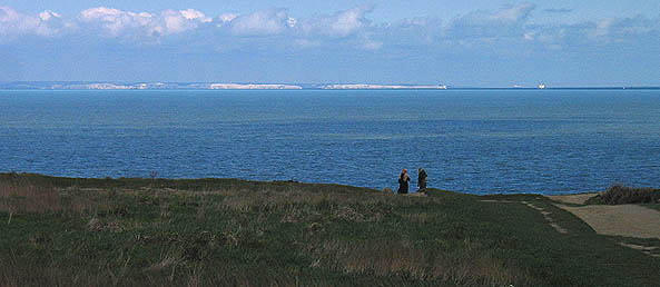 View of the White Cliffs of Dover from France