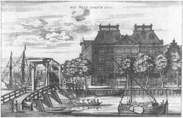 The storehouse of the Dutch West India Company in Amsterdam, built in 1642, became the headquarters of the board in 1647 because of financial difficulties after the loss of Dutch Brazil.