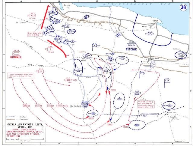 Situation in "the Cauldron", 27 May 1942
