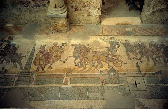 One of the mosaics in Villa Romana del Casale