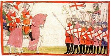 A 14th century conflict between Guelph and Ghibelline factions as portrayed in the Nuova Cronica by Giovanni Villani.