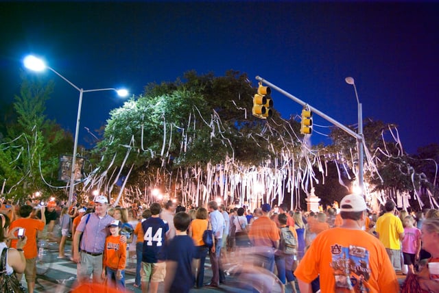 The Auburn tradition of rolling Toomer's Corner after a sports win