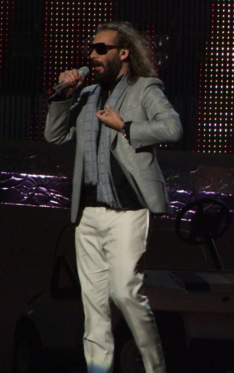 Sébastien Tellier performing "Divine" at the final of the Eurovision Song Contest 2008 in Belgrade, Serbia, 24 May 2008