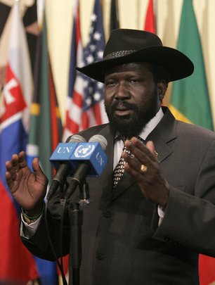 Salva Kiir Mayardit, the first President of South Sudan. His trademark hat, a Stetson, was a gift from United States President George W. Bush.