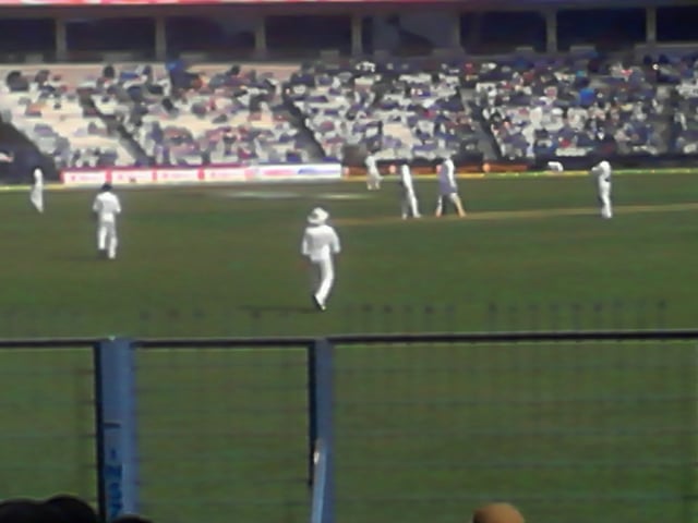Sachin fielding at 199th Test match in Eden Gardens (he is seen wearing a hat)