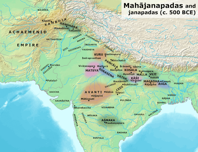 Magadha, Anga and Vajjian Confederacy of Mithila in circa 600 BCE.