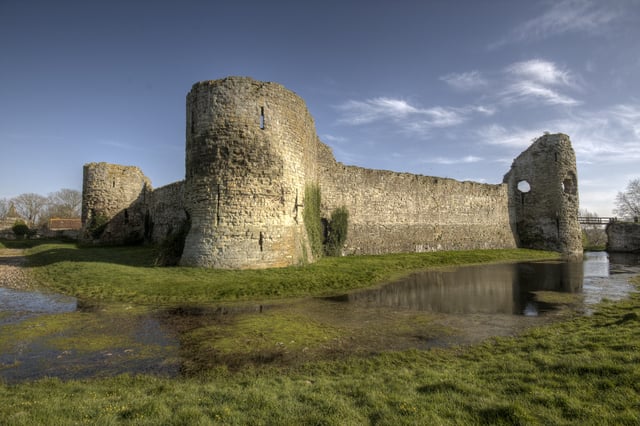 The walls of the inner ward at Pevensey Castle are typically attributed to Peter of Savoy's tenure