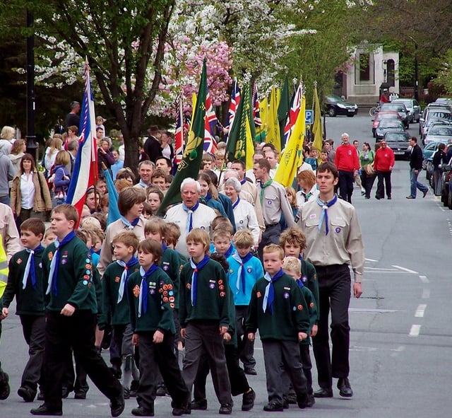 A St. George's Day Scouts parade in Somerset, England