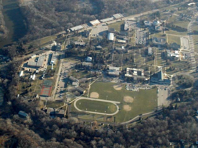 Aerial photograph of Andrews University, the flagship higher education center of the Adventist church