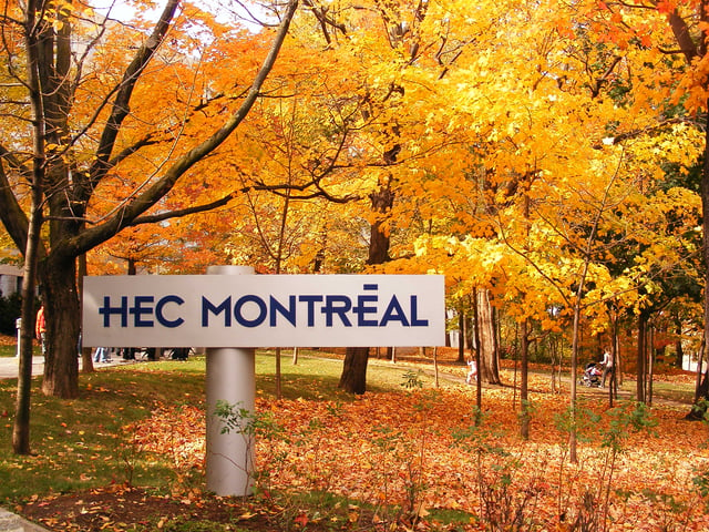 HEC Montréal's Signboard on an autumn day