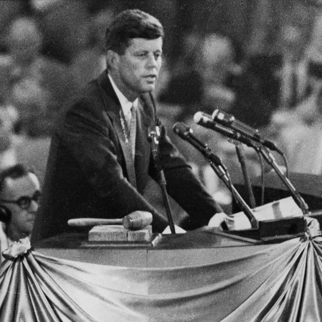 Kennedy endorsing Adlai Stevenson II for the presidential nomination at the 1956 Democratic National Convention in Chicago