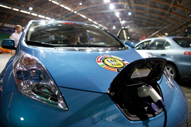 Nissan Leaf with the 2011 European Car of the Year logo