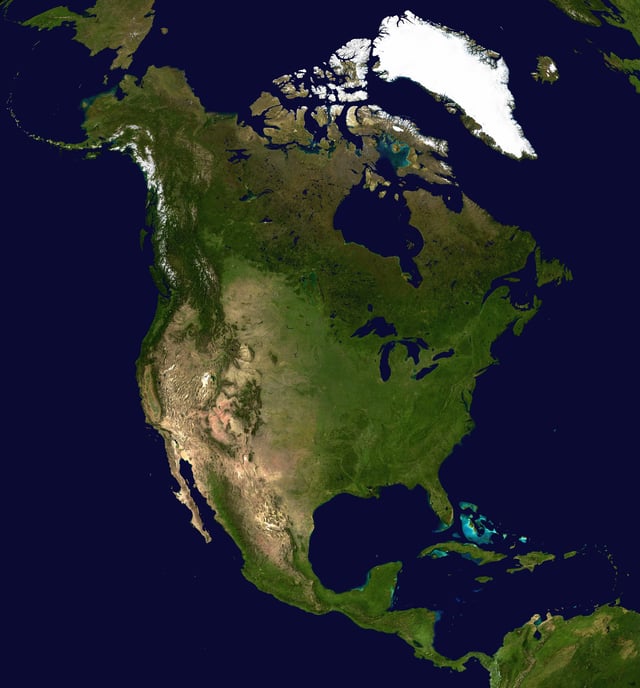 Satellite imagery of North America