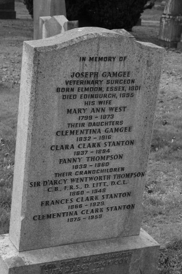 The Gamgee/Thompson grave in Dean Cemetery, Edinburgh