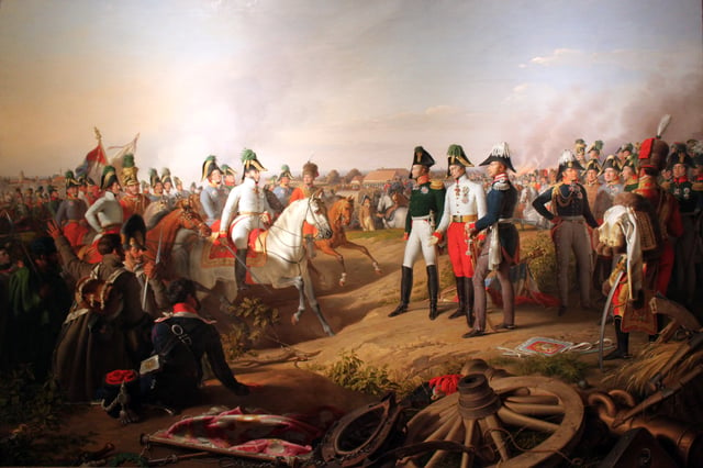 Frederick III of Prussia, Alexander I of Russia and Francis II of Austria after the Battle of Leipzig, 1813